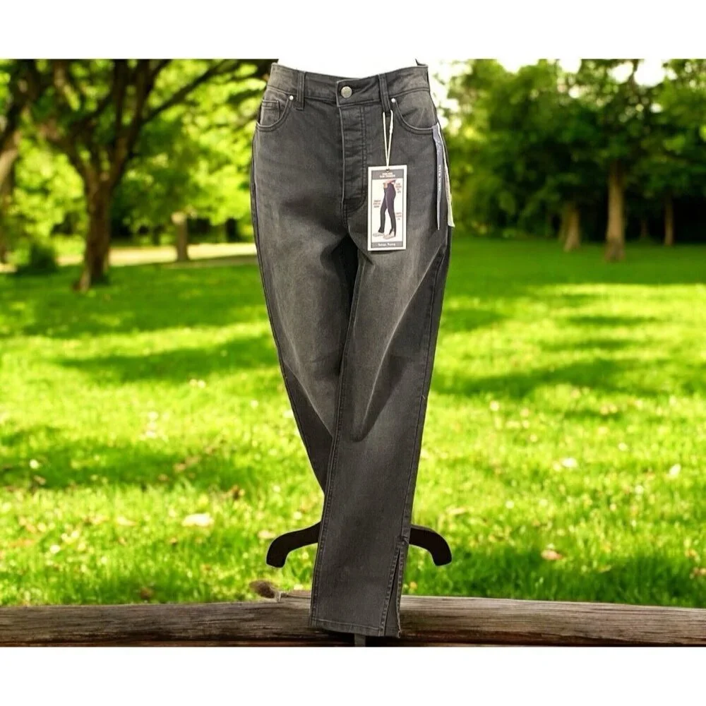 Indigo Rising Womens High Rise Slim Straight Denim Jeans Jr Size 13/31  Black - Picture 3 of 16